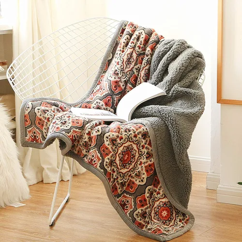 Miniatura 34 de UKELER - Manta Boho Sherpa 60" x 50" - Mantas de franela suaves y esponjosas para cama/sofá/oficina/camping A-bohemio