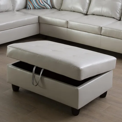 Miniatura 18 de A Ainehome Otomana, moderna otomana de cuero para sala de estar, apartamento y espacio pequeño (tamaño: 28.5 x 19 x 17.5 pulgadas de alto, A-negro)