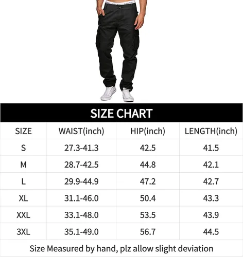 Miniatura 3 de Cargo Pants for Men Multi Pockets Work Pants Cotton Stretch Elastic Waist Relaxed Fit Hiking Outdoor Casual