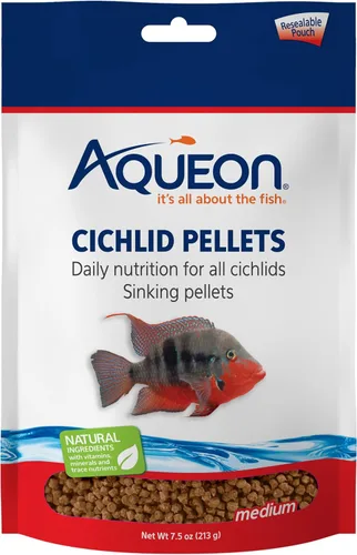 Miniatura 6 de Aqueon Cichlid - Pellets de comida para peces de hundimiento lento, tamaño mediano, 25 onzas