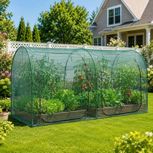 Miniatura 4 de Cubierta de Red para Plantas de Túnel Grande de 8.2'x4', Jaula de Cultivo con Red de 4 Pies de Altura, Cubierta Protectora contra Plagas