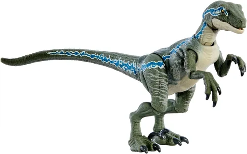 Miniatura 6 de Mattel Jurassic World Hammond Collection - Figura de acción de dinosaurio, velociraptor 'azul' dinosaurio juguete con articulación