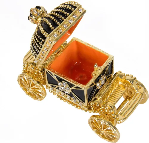 Miniatura 3 de QIFU Pintado a mano esmaltado Royal Carriage Bisagra Joyería Caja de baratija, regalo único decoración del hogar (dorado)