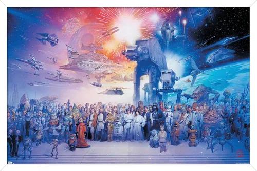 Miniatura 9 de Star Wars: Saga - Póster de pared de galaxia, 22.4 pulgadas de largo x 14.7 pulgadas de ancho, versión enmarcada de madera de granero