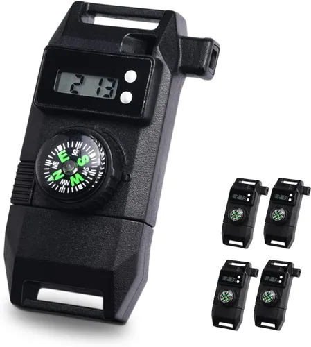 Miniatura 6 de 5/8 pulgadas brújula raspador pedernal iniciador de fuego hebilla silbato pulsera paracord al aire libre camping emergencia supervivencia viajes kits