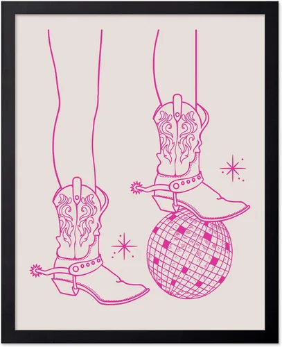 Miniatura 66 de Poster Master Póster retro de vaquera rosa con texto en inglés "Raise Hell", diseño de pared occidental, regalo para hombres y mujeres, decoración