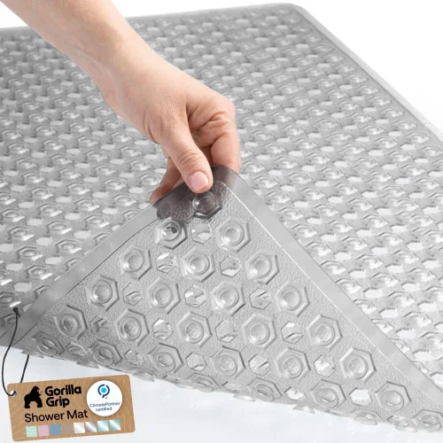 Miniatura 38 de GORILLA GRIP Alfombrilla para bañera patentada, lavable a máquina, con ventosas y orificios de drenaje para mantener las bañeras limpias, suave