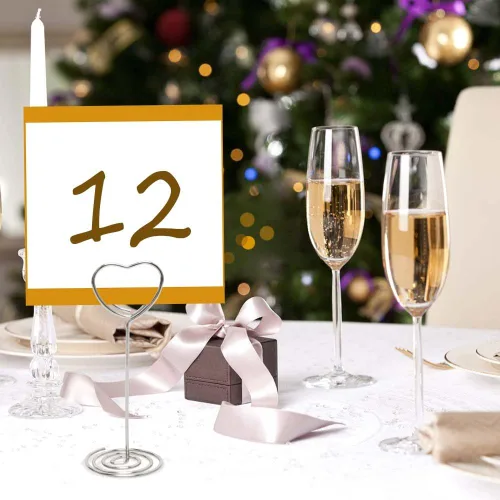 Miniatura 2 de Soporte para tarjetas de número de mesa, 25 soportes para fotos para mesas, soportes para números de fotos en forma de corazón, clips de tarjetas