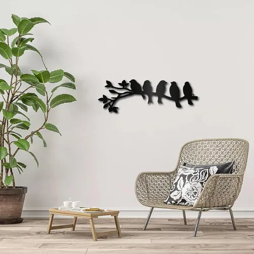 Miniatura 6 de CREATCABIN Decoración de pared de metal con pájaros en la rama, decoración de pared de pájaros negros, escultura de pájaros negros, decoración
