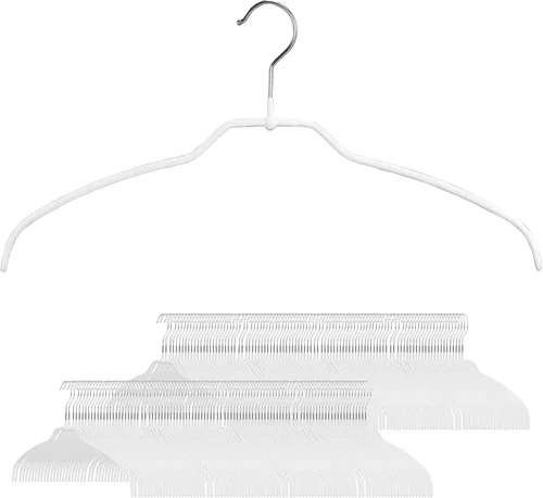 Mawa by Reston Lloyd Silhouette - Percha de camisa antideslizante que ahorra espacio, estilo 42 pies, paquete de 180, color blanco