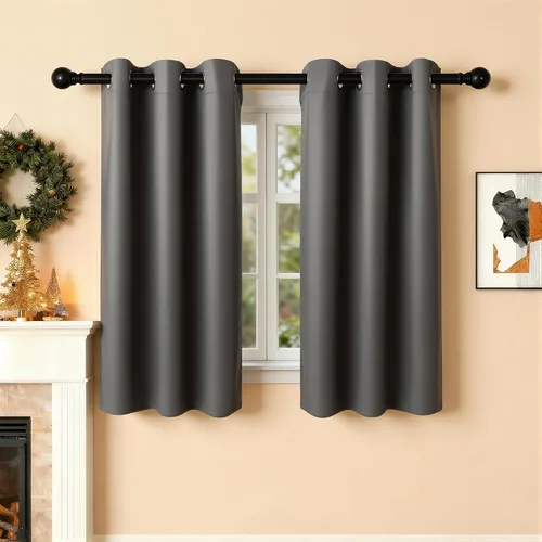Miniatura 92 de Cortinas de oscurecimiento de habitación de 45 pulgadas de largo para dormitorio y sala de estar, cortinas térmicas aislantes con ojales