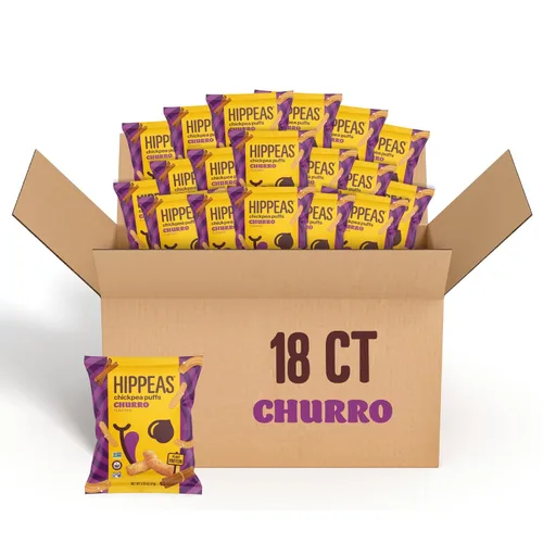 Miniatura 12 de Hippeas Puffs de garbanzos, Jalapeño Cheddar Blaze, 18 x 0.8 z, bocadillos de garbanzos crujientes horneados con 0.11 onzas de proteína vegetal