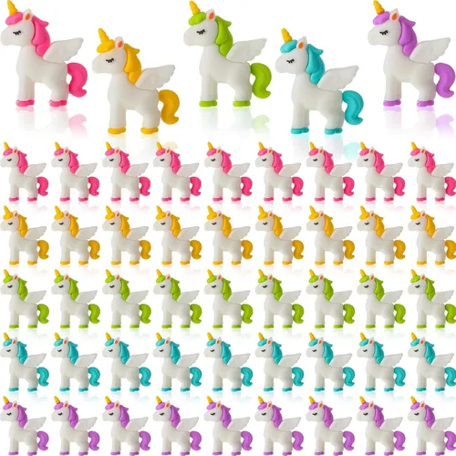 Miniatura 9 de Thyle 10 piezas de mini figuras de unicornio en miniatura para decoración de pasteles, figura de caballo volador para bricolaje, paisaje de musgo