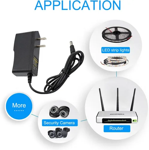 Miniatura 7 de COOLM Adaptador de fuente de alimentación de CA a CC 12V 500mA 100-240V 50 60hz a 12V 0.5A Cargador 6W 0.217 in x 0.098 in DC Plug para cámara