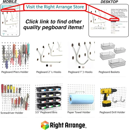 Miniatura 6 de Papeleras de Pegboard – tamaños 3.5", 5", o 7" Negro