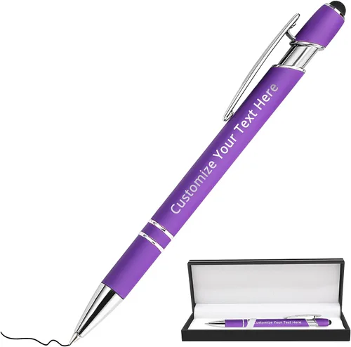 Miniatura 86 de Aolun 108 bolígrafos personalizados al por mayor con stylus grabado, bolígrafos personalizados, metal suave al tacto, grabado de nombre, logotipo