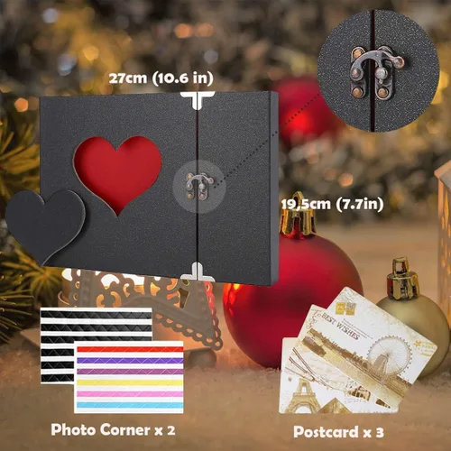 Miniatura 2 de AIOR Álbum de fotos de 60 páginas de tapa dura, álbum de recortes con esquinas de fotos para aniversario, día de San Valentín, Navidad, regalos