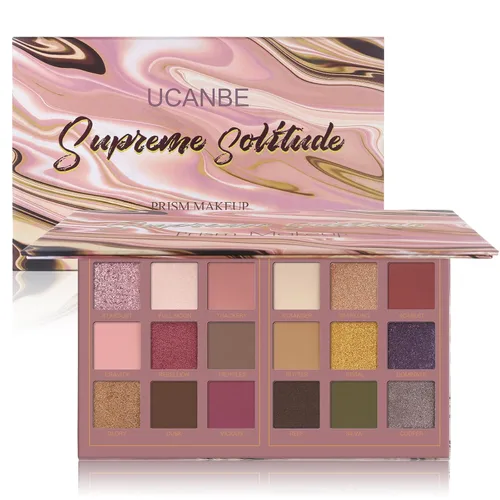 Prism Makeup Paleta de maquillaje mate para párpados Pro 18 colores sombra de ojos pigmentada con brillo y purpurina, maquillaje cosmético mezclable