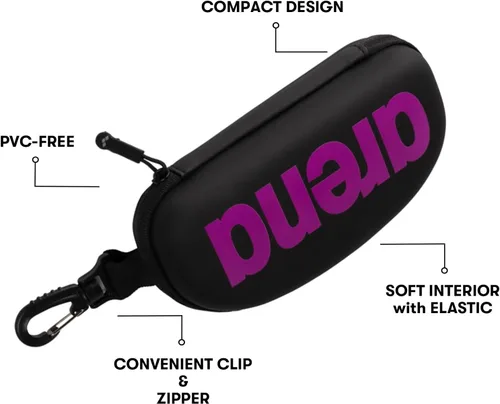 Miniatura 6 de ARENA Unisex Adult Swim Goggle Case for Swimmers Protective Hardcover Carrying Case Clip for Backpacks Negro/Violeta