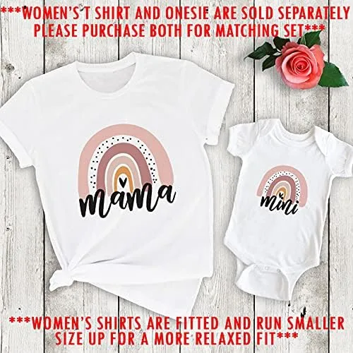 Miniatura 2 de Conjunto de mamá y bebé a juego con diseño de arco iris camiseta para mamá mini mono para la familia sesión de fotos para el día de la madre
