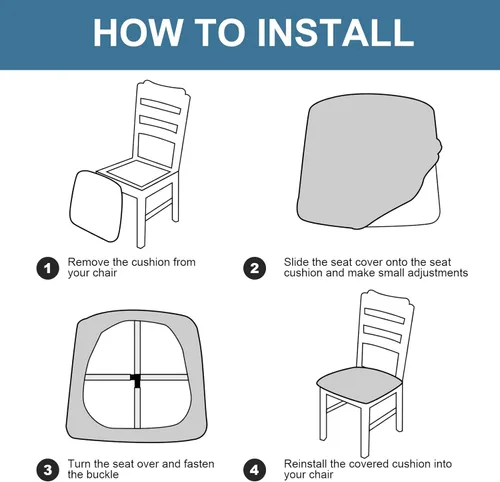 Miniatura 5 de Genina Fundas de asiento impermeables para sillas de comedor, fundas de asiento elásticas para sillas de comedor, extraíbles y lavables, fundas