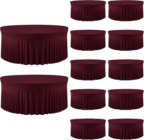 Miniatura 49 de 2 Pack White 72 inch Round Spandex Tablecloth, Washable Stretchy Fitted 6FT Round Tables,Elastic Edge with Skirt, Wrinkle-Free Table Cloths for