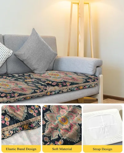 Miniatura 4 de Fundas de cojín elásticas multicolor para sofá, seccional, individual, en forma de T, funda para muebles con parte inferior elástica, estampado