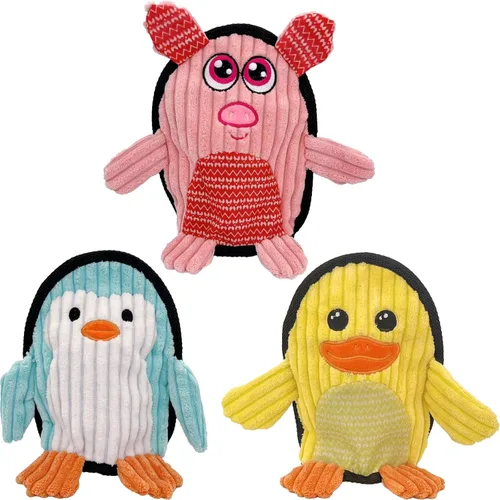 Juguetes chirriantes para perros, paquete de 3, peluches suaves y resistentes, sin juegos de juguetes de peluche, juguetes duraderos para masticar