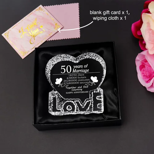 Miniatura 2 de ZHSHWAT Regalos de cristal para aniversario de boda, 50 aniversario de boda, San Valentín, regalos de la madre para mujeres, hombres, mamá, papá