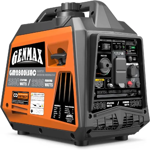 Miniatura 17 de GENMAX Generador portátil, motor de gas ultra silencioso de 1200 W, cumple con la EPA, función de modo ecológico, ultraligero para uso doméstico