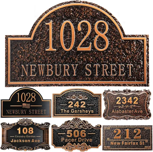 Miniatura 24 de Placa personalizada de dirección de casa de 12 pulgadas, números fundidos para exteriores, placa de señal de dirección personalizada con nombre