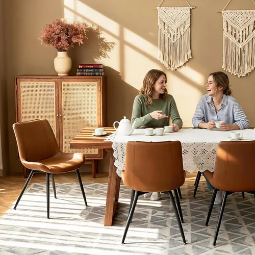 Miniatura 7 de Brage Living Juego de 2 sillas de comedor de piel sintética, modernas, sin brazos, para cocina, comedor, sillas laterales tapizadas con patas