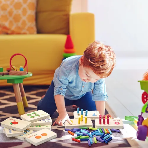 Miniatura 6 de Tablero de clavijas de madera para contar matemáticas, juguetes de conteo de números, actividades de aprendizaje, juguetes educativos Montessori