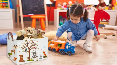 Miniatura 6 de Essme Cestas Rectangulares para Niños Cestas para Niños, Contenedores de Almacenamiento de Animales con Asas para Decoración de Habitación de Niños