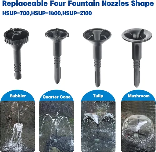 Miniatura 4 de OYO WATER Bombas sumergibles para estanques al aire libre, bomba de fuente de agua de 370 GPH con kits de fuente para estanques pequeños