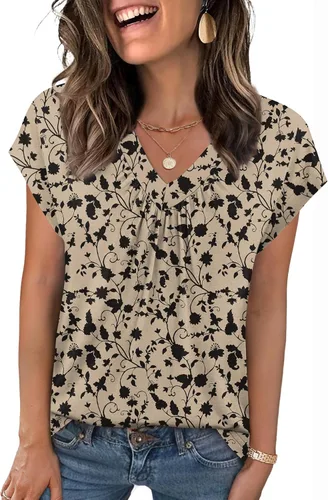 Miniatura 8 de Zeagoo Camisetas de manga corta con cuello en V para mujer, ropa de negocios, ropa de trabajo, ropa de moda
