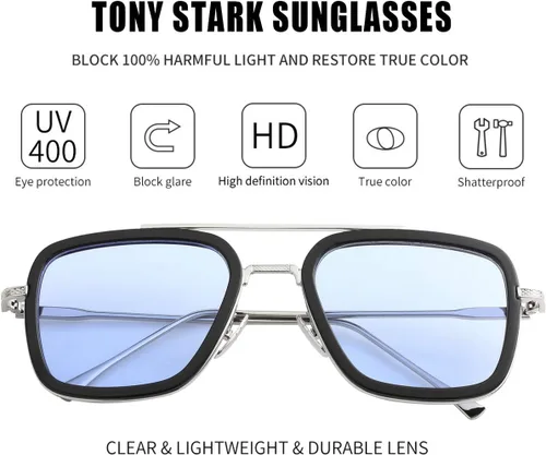 Miniatura 2 de Lentes de sol polarizados Tony Stark para hombres y mujeres, montura cuadrada de metal, lentes de Iron Man y Spider-Man