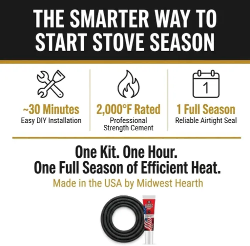 Miniatura 5 de Midwest Hearth, repuesto de junta de grafito impregnado de fibra de vidrio para estufas de leña.