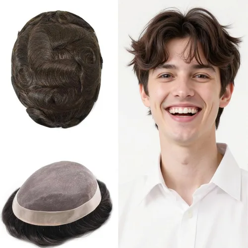 Miniatura 64 de Mens Toupee Hair Piece For Men Fine Mono Men Hair System Toupee For Men Hair Piece Real Human Hair System For Men Protesis Capilar Para Hombre 6x9