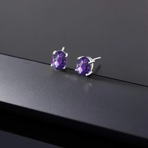 Miniatura 69 de Gem Stone King Aretes de oro de 14 quilates con piedra natal ovalada de 0.315 x 0.236 in Aretes de oro para mujer