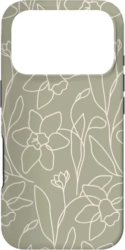 Miniatura 30 de Poppy Flower Line Art Modern Leaves Boho Artichoke Green Case for iPhone 17