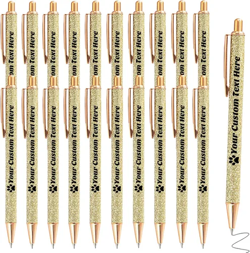 Miniatura 61 de 10 bolígrafos personalizados con purpurina, bolígrafos impresos personalizados a granel, bolígrafos retráctiles de tinta negra para graduación