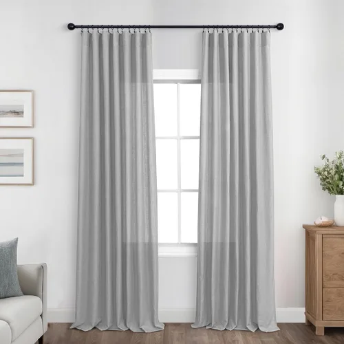 Miniatura 82 de KOUFALL Juego de 2 cortinas de puerta francesa, cortinas de lino para puerta/ventana, cortina transparente boho para cristal lateral delantero