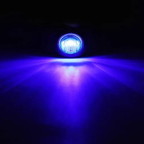 Miniatura 2 de 10 piezas LED redondas mini impermeables selladas azules de 3/4", luces de gálibo con bala y ojal para indicadores delanteros, traseros y laterales