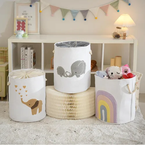 Miniatura 7 de Cesta de bebé extragrande para guardería, cesta de juguetes para niños de 58 litros, cesta de lavandería para ropa sucia de bebé, cesta de Elefante