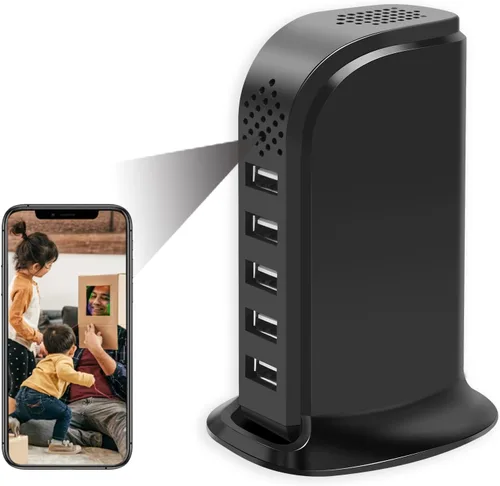 Mini cargador de cámara oculta, cámara inalámbrica para niñera, 1080P, HD, WiFi, solo grabador de video, con alerta de detección de movimiento,