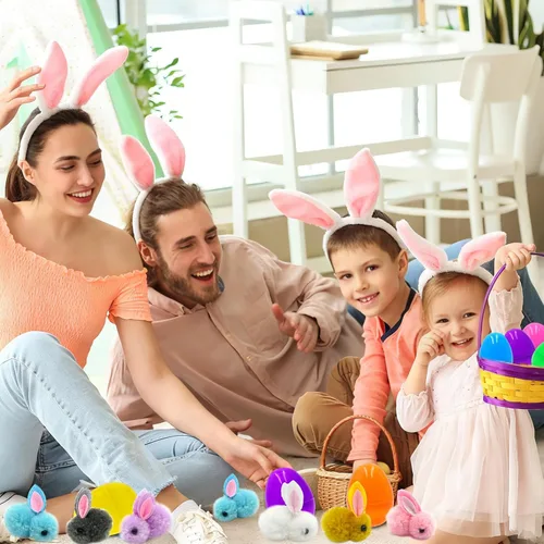 Miniatura 6 de Paquete de 24 juguetes de peluche rellenos de huevos de Pascua, coloridos rellenos de huevos de Pascua a granel para niños, adolescentes, niños
