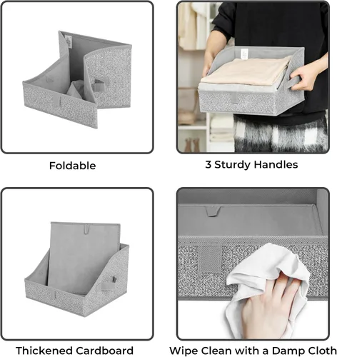 Miniatura 7 de GRANNY SAYS Contenedor de almacenamiento trapezoidal, organizadores de estantes de armario, contenedores de almacenamiento de tela con asas