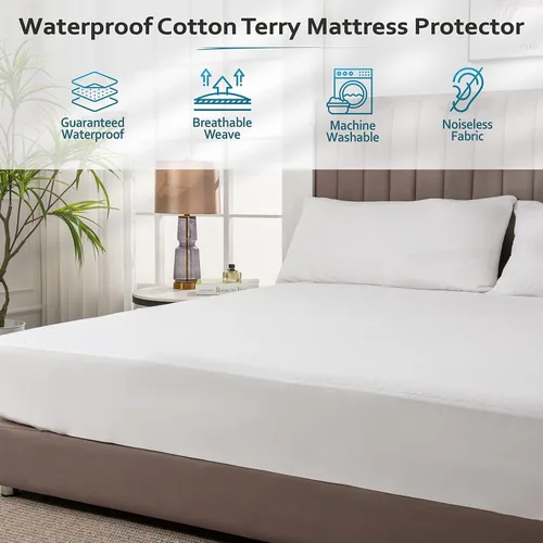 Miniatura 2 de Protector de colchón premium 100% impermeable, hipoalergénico, libre de vinilo, transpirable, superficie de algodón suave con bucles. -, Algodón