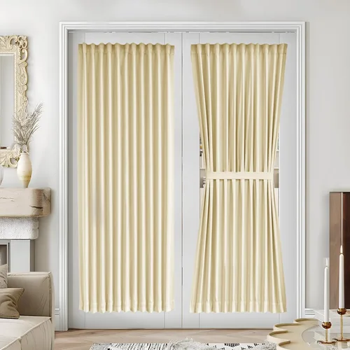 Miniatura 11 de Vatge - Cortinas autoadhesivas para puerta francesa, tratamiento de ventana con filtro de luz sin varillas ni perforaciones para puertas de cristal